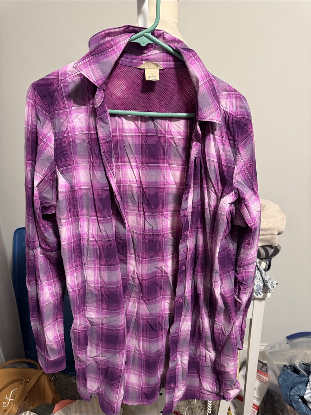 Duluth Trading Co Purple Plaid Button-Down Shirt